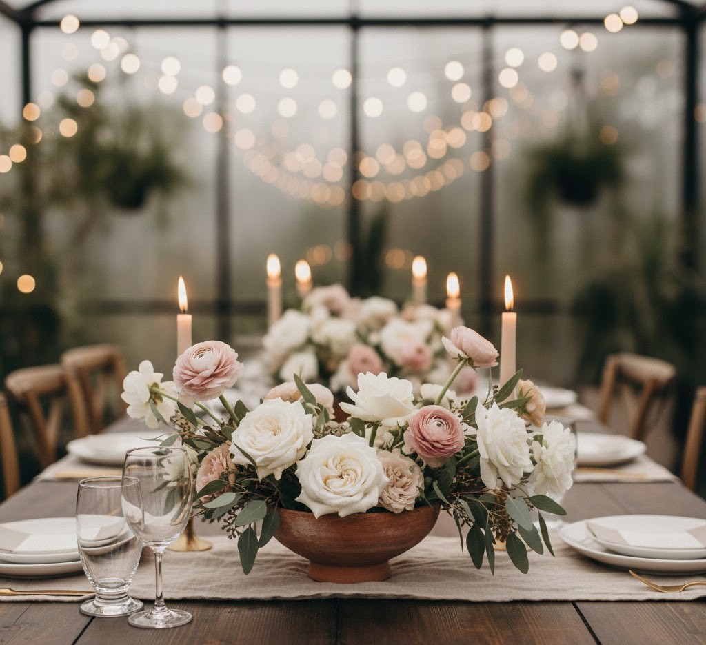 Blomster på spisebord