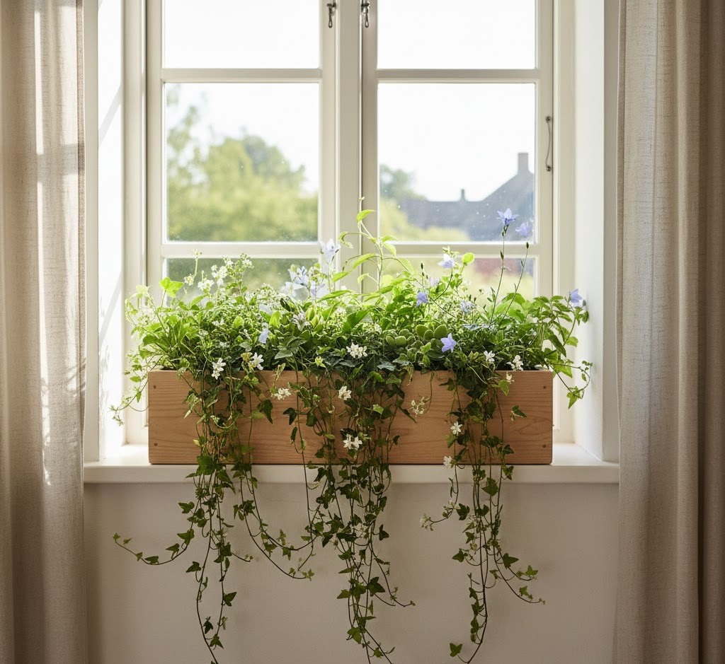 Vinduesopsats med blomster